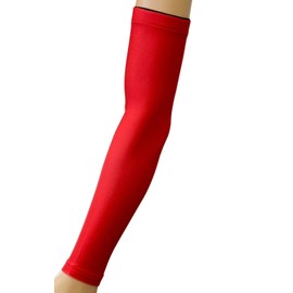 Sports Farm NEW Solid Color Moisture Wicking Compression Arm Sleeve (Red, Youth Large)