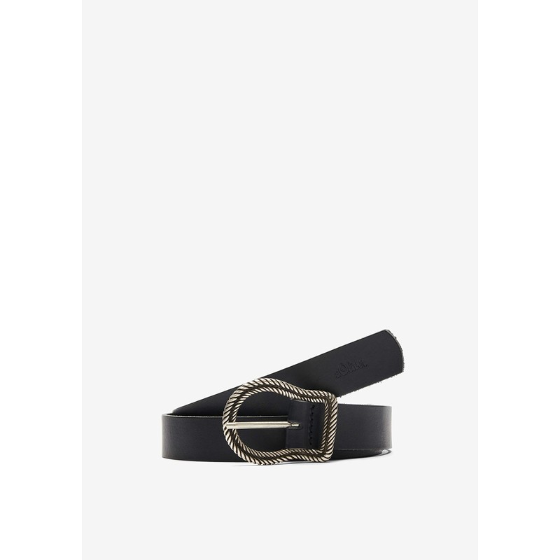 s.Oliver Women's Leather Belt with Clasp Black 85, black