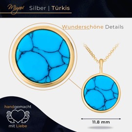 miyou Gold-Plated Women's Necklace with Pendant - Celebrity Necklace Made of 925 Silver - Delicate Chain - Fashionable Gemstone - Women's Jewellery - Silver - Elegant - Set