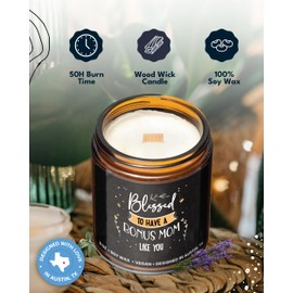 Bonus Mom Candle, Bonus Mom Gifts for Mothers Day, Bonus Mom Gifts from Daughter & Son, Best Bonus Mom Ever Gifts, Second Mom Gifts for Stepmom Gifts, Christmas Gifts for Stepmom, Gift-Ready