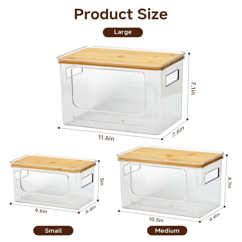 KitHero 3-Pack Trash Bag Holder,Trash Bag Dispenser with Bamboo Lid,