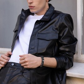 Christian Black Bracelet for Men - Double Row Leather Braided Leather Faith Cross Bracelets for Men Religious Bible Verses Jewelry Gift Religious Baptism Easter Gifts for Young Men