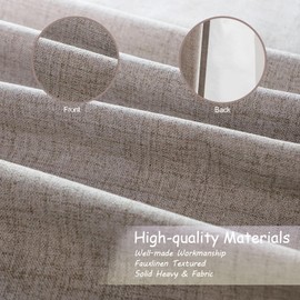 2 Panels Set 100% Blackout Natural Curtains Linen Textured 95 Inch Length Grommet Complete Blackout Drapes Darkening Thermal Insulated Curtains with White Liner for Living Room/Villa/Bedroom
