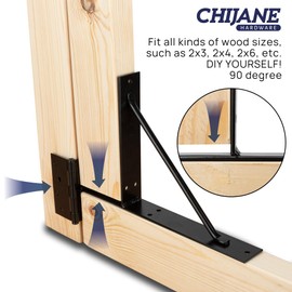 CHIJANE Anti Sag Gate Frame Kit Gate Corner Brace Bracket Kit Heavy Duty Gate Support Hardware Kit with a Self-Locking Gate Latch for Wooden Fence,Corral&Driveway Gates,Shed Doors,Wood Window,2 Sets