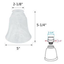 Aspen Creative 23105-4A Transitional Style Replacement Bell Shaped Alabaster Glass Shade, 2 1/8" Fitter Size, 5 1/4" high x 5" Diameter, 4 Pack