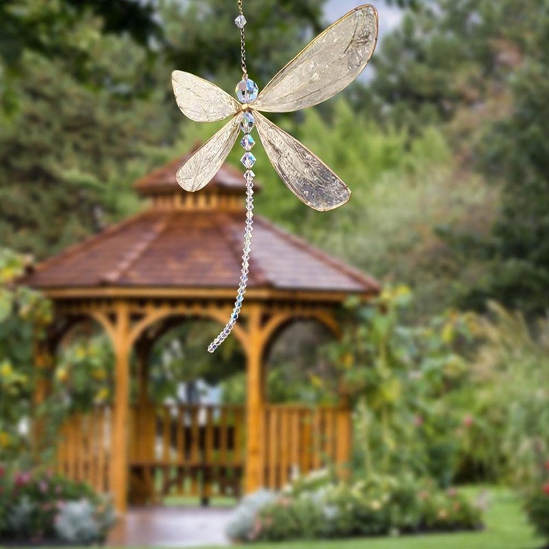 Dragonfly Crystal Suncatcher, MetalDragonfly Pendant, Hanging Crystal Suncatcher for Garden