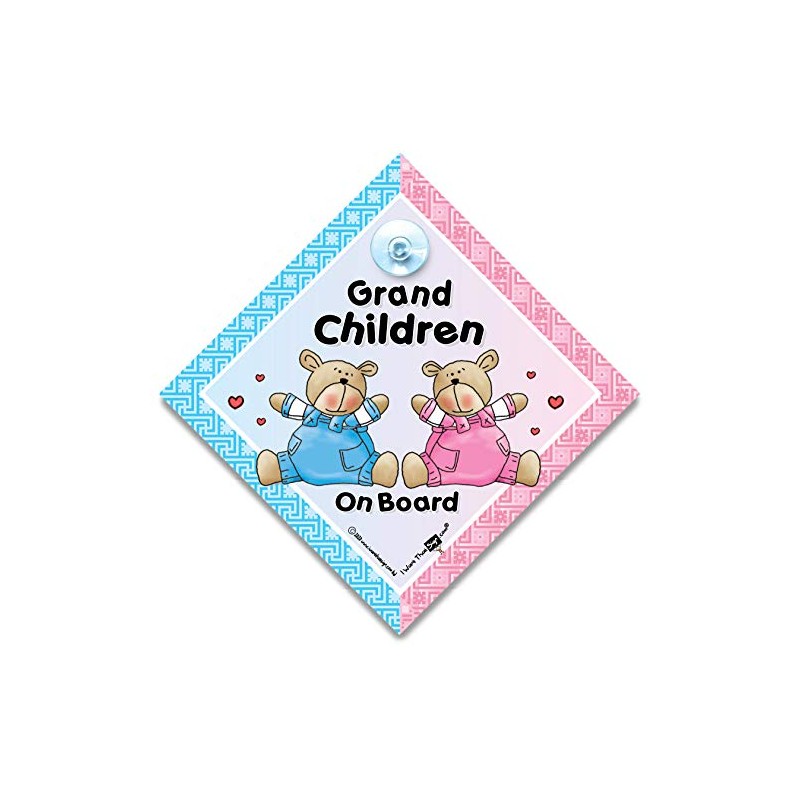 Grandchildren On Board Car Sign, Baby On Board Sign with