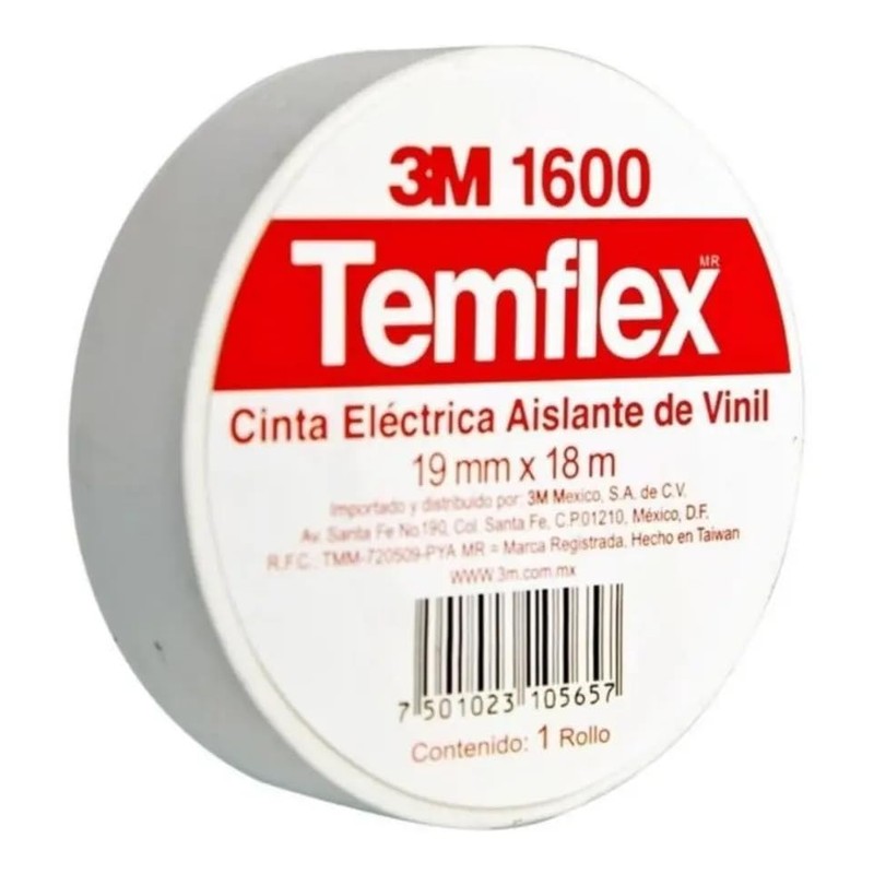 Elektron Pack 10 Cintas Aislantes 3M Temflex 1600 Blancas 18m
