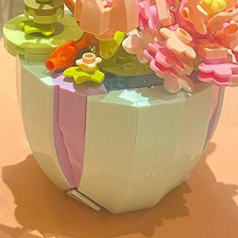 Building Block Pot Plant Educational Lifelike Colorful Beautiful Block Flower
