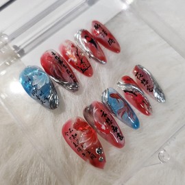 [Handmade Nail Tips] Koi and Pond - Copin / [수제네일팁] 잉어와 연못 - 코핀