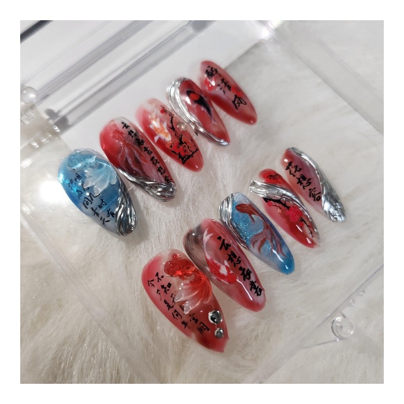 [Handmade Nail Tips] Koi and Pond - Copin / [수제네일팁]