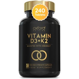 Vitamin D3 K2 Capsules - 4000 IU Vitamin D & 100mcg Vitamin K MK7 - Boosted with Coconut MCTs for Absorption | 240 High Strength Vitamin D and K2 Capsules | 8 Month Supply | UK Made & Vegetarian