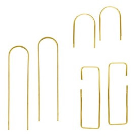 Silvershake 3-Pair 14K Yellow Gold Plated 925 Sterling Silver Short U Long U and Rectangle Hoop Skinny Wire Minimalist Earrings, Small, Sterling Silver 14K Gold Plated, yellow gold plated