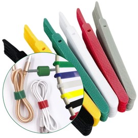 QUALIALL 150 Reusable Cable Ties, Strong Adhesion Nylon Cord Ties for PC and Wire Management, Durable. 5.9"
