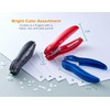 Bostitch EZ Squeeze One-Hole Punch, 10-Sheet Capacity, Black, Red, Blue