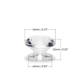 MroMax 2Pcs Tiny Pull Handle Diamond Acrylic Knob Self-Stick Mini Knob 19mm Diameter Small Size Knob Clear Shiny Knob Cute Decoration for Jewelry Box, Gift Case and Makeup Box