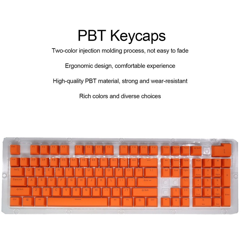 PBT Keycaps Ergonomic Design Oil Resistant Colorful 108 Key Video