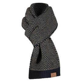 normani Merino Winter Scarf, Knitted Scarf, Warm Wool Scarf, Neck Warmer - Extra Long 165 cm - for Men and Women, Navy/Beige