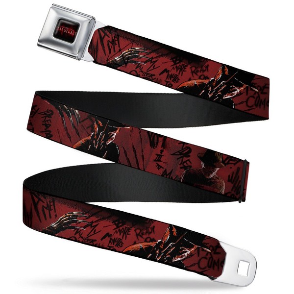 Buckle-Down Seatbelt Belt - Freddy 4-Poses/Quote Scrawls/Hand Scratching Reds/Black -