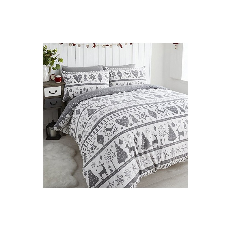 Noel Quilt Duvet Cover and Pillowcase Bedding Bed Set Christmas