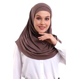 ihvan online, Muslim Hijab for Women, Ready to Wear, Soft, Lightweight and Comfortable Headscarf, Neck Bandana, Long Scarves, brown, One Size