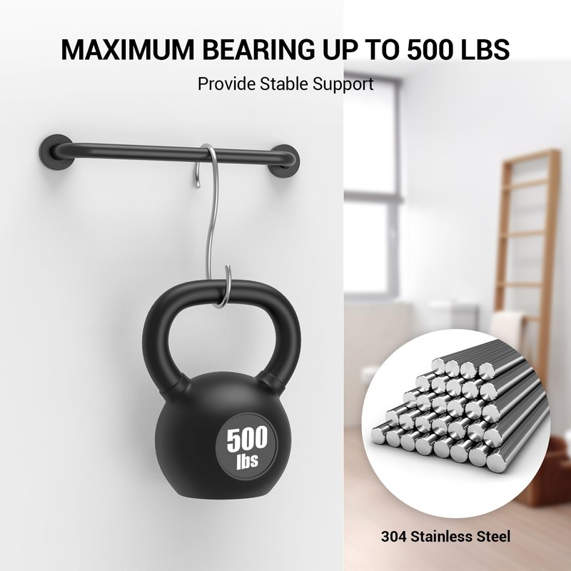 12 Inch Grab Bars for Wall Black, Safety Shower Grab