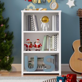 HDDDZSW Book Shelf, 3 Cubes Storage Organizer, 3-Tier Open Shelf Wooden Bookcase, Freestanding White Bookshelf Cube Shelf for Bedroom, Living Room, Home Office