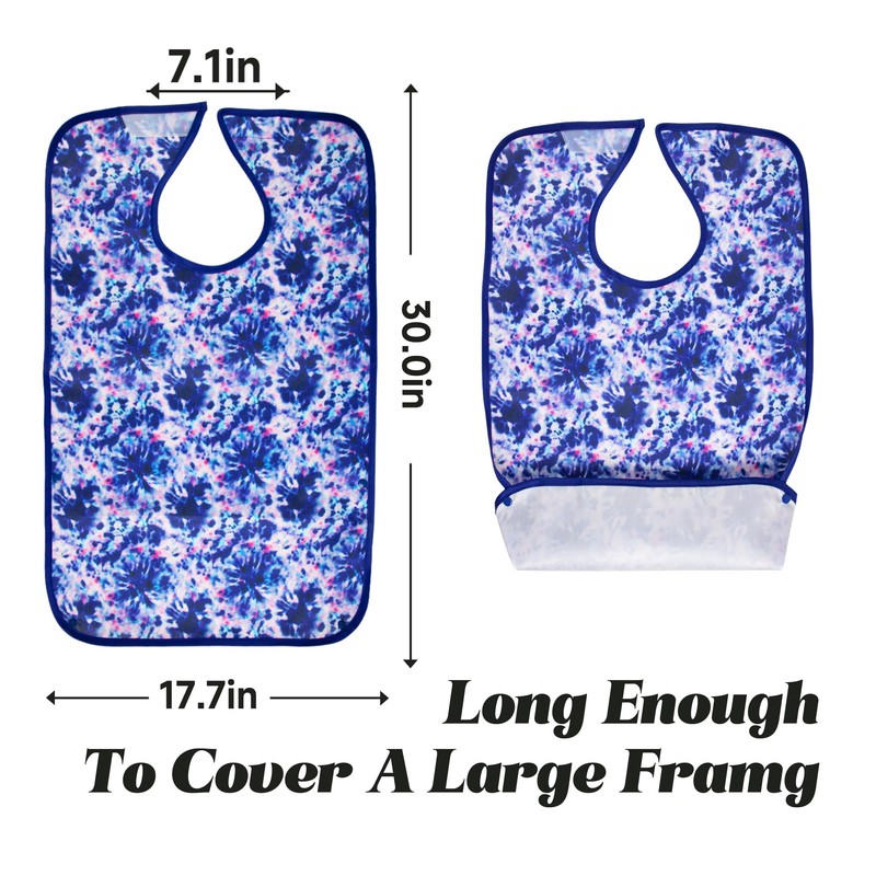 Adult Bibs - 3 Pcs Washable Clothing Protector with Crumb