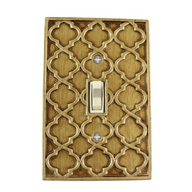 Meriville Moroccan 1 Toggle Wallplate, Single Switch Electrical Cover Plate, Antique Gold