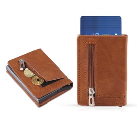 Deepton Small Wallet, Slim Wallet with Coin Compartment, Men's Wallet, Small Brown Mini Wallet for Men and Women, Card Holder, Credit Card Holder, brown slim wallet, Modern