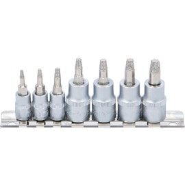 BGS 7098 | Screw Extractor Bit Insert Set | Drive Internal Square 6.3 mm (1/4 Inch) / 10 mm (3/8 Inch) | for Defective T-Profile (for Torx) | T10 - T40 | 7 Pieces