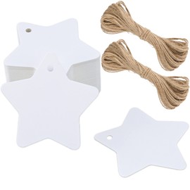 Christmas Tags, Gift Tags, Pack of 100 Kraft Paper Hang Tags, 6 x 6 cm with 30 Metres of Jute String for Christmas Gifts, Jams, etc.