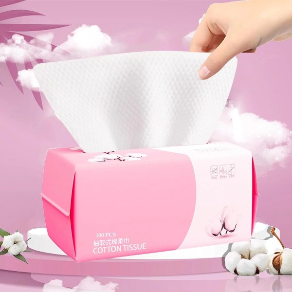 Hsxfl Disposable Face Towel 100 Count for Washing Soft Cotton