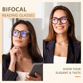 EASY READ Bifocal Reading Glasses for Women,Blue Light Blocking Computer Readers,Stylish Anti Glare Women Eyeglasses(Magnification 2.00, Demi)