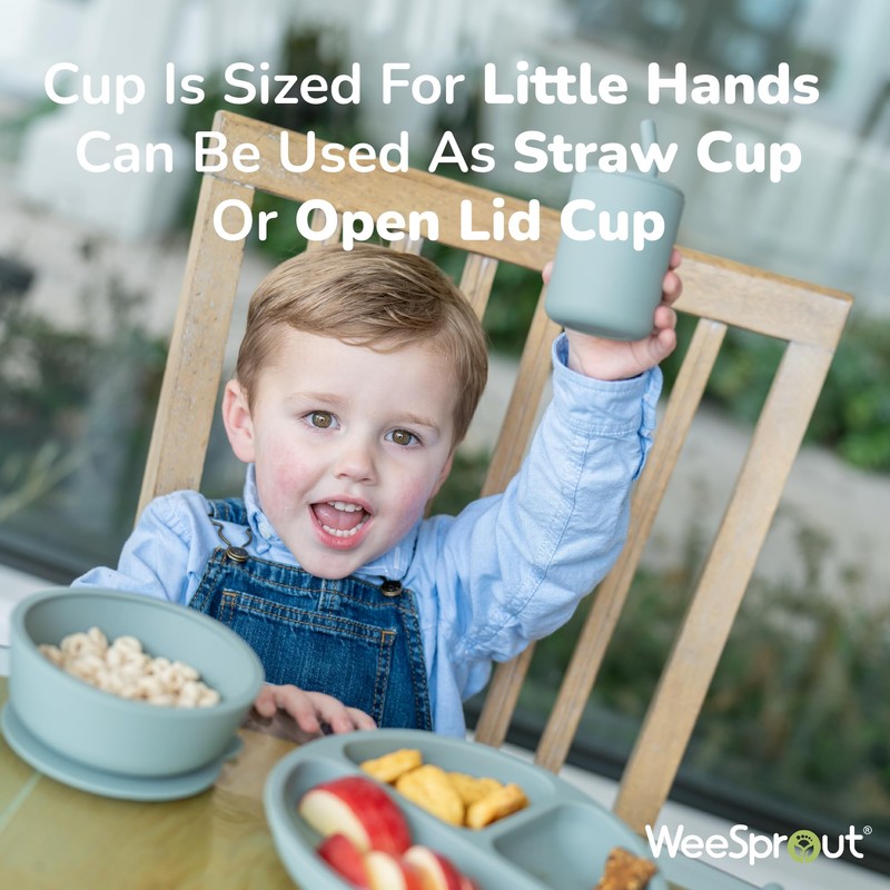 WeeSprout Baby Led Weaning Bundle, Silicone Suction Bowl, Spoons, Bib
