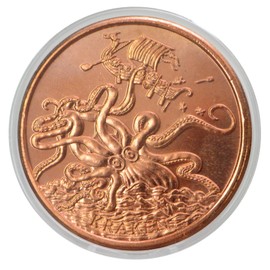 Release The Kraken 1 oz Pure .999 Copper Round Collectible Challenge Coin in Capsule - COA by Heavenly Metals
