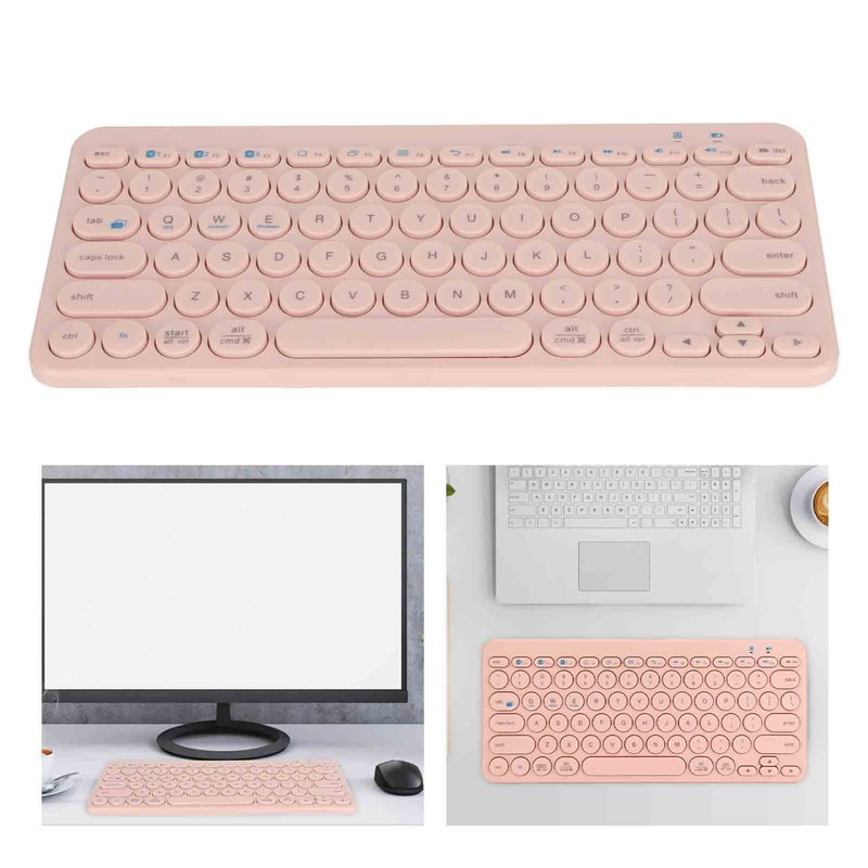Wireless Keyboard 78 Keys Round Keycaps Slim Compact Retro Quiet