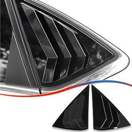 MUXEE 2Pcs Rear Side Window Louvers Air Vent Scoop Shades Cover Blinds Trim for Nissan sentra 2013-2019 - ABS Bright Black Sport Interior Accessories