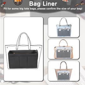 Hejo Handbag Organiser, Felt Bag Organiser, Bag in Bag Organiser, Bag Organiser Shopper, 27 × 16 × 15 cm Multi-Pocket Handbag Inner Pocket for Women Girls (Black, M)