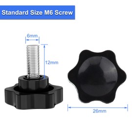 Knurled Rubber Thumb Screw M6-30 Pieces M6 Threaded Screws Stainless Steel Screws Knurled Nuts Flat Head Screw M6 Machine Screws Locking Screws Spacer Bolt M6 Black