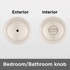 Kwikset Juno Interior Privacy Door Knob with Lock, Door Handle For Bathroom and Bedroom, Satin Nickel Keyless Turn Lock Doorknob, with Microban Protection