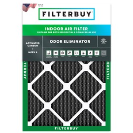 Filterbuy 14x18x1 Air Filter MERV 8 Odor Eliminator (1-Pack), Pleated HVAC AC Furnace Air Filters Replacement with Activated Carbon (Actual Size: 13.50 x 17.50 x 0.75 Inches)