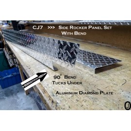 J & O Carts Parts Fits Jeep CJ7 Aluminum Diamond plate Rocker Panels 6" wide with 1 inch Bend