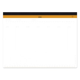 Rhodia 194040C Desk Pad with Weekly Calendar, Linen Spine, 60 Sheets Micro-Perforated, DIN A4+ 29.7 x 22.2 cm, 80 g, Pack of 1