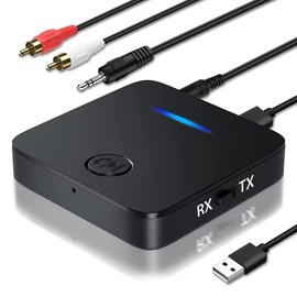 AMANKA Bluetooth Adapter Audio 5.0 Bluetooth Transmitter Empfänger 2 in 1 Sender Receiver Low Latency mit 3,5mm und Cinch Audio kable für TV, Laptop, PC, Drahtlose Kopfhörer, Lautsprecher usw