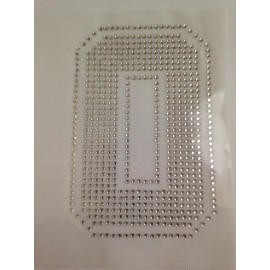 Unbranded LARGE NUMBER 0 CRYSTAL/CLEAR RHINESTONE IRON ON TRANSFER  Size 6”x4”