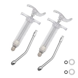 2Pcs Clear Reusable Goats Syringe Pet Feed Water Filler with 2 Drench Nozzle, Adjustable Dosage Drench Gun Syringe for Bird, Cattle, Sheep, Goats, Horse, Pig, Dog Feeding Supplies (10ML)
