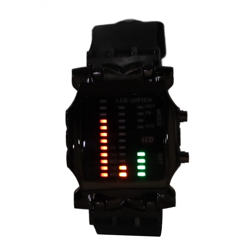 Men's LED Watch Classic Fashion Men's Rectangular Watch with Binary