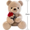 SNOWOLF Teddy Bear Plush Toy with Rose, Cute Stuffed Toy