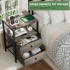 BOLUO Gray Nightstand with Charging Station, LED Night Stand with